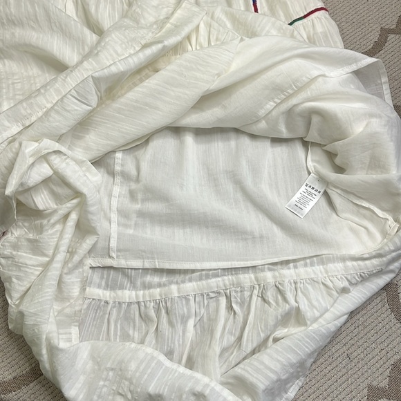 Caroline Constas White  Cotton Spaghetti Beaded Straps Embroidered  Midi Dress - Picture 10 of 16